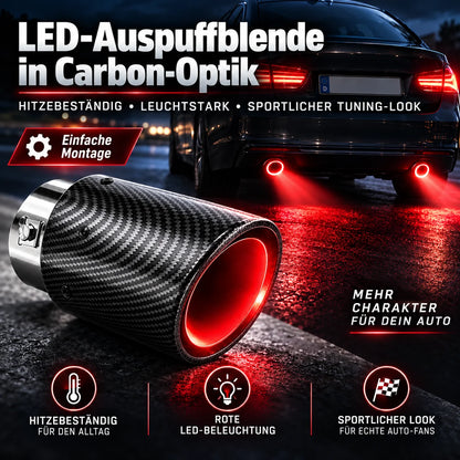 🎁💥 LED-pakoputkenpää – Hiilikuituinen pakoputkenpää liekkiefektivalolla ja äänenvaimennuksella 💨🚙