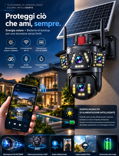 ⏳Time-Limited Special⏰6K 9MP Outdoor Wi-Fi-valvontakamera | 3 linssiä, 360° PTZ | IP66 vedenpitävä, värillinen yönäkö, kaksisuuntainen ääni, liikkeenseuranta
