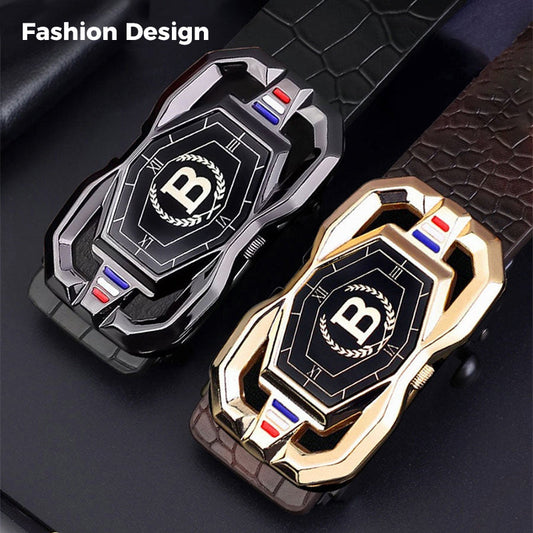 🐊Miesten nahkavyö, jossa tyylikäs krokotiilinahkakuvio, automaattisoljella ja valmistettu lehmännahasta.