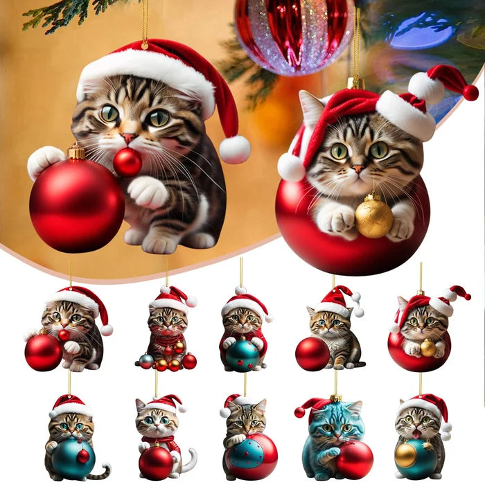 🎄10 Stykker😻 Katt Juletre Pynt ✨ Hengende Katt Pynt