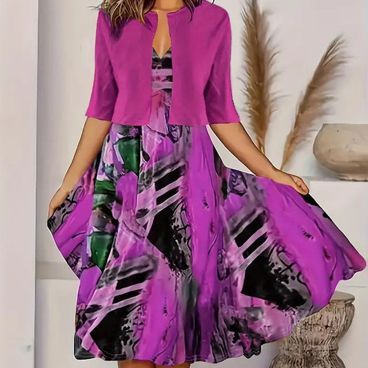 👗 50 % ALE! 🌿 Elegantti ja kapea kaksiosainen mekko naisille – Yhteensopiva yläosa ja hame, hoikentava leikkaus ja tyylikäs ilme ✨