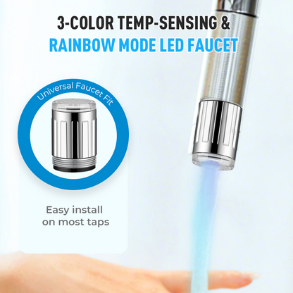 LED-Wasserhahn – 3-Farben-Temperatursensor & Regenbogen-Lichtmodi
