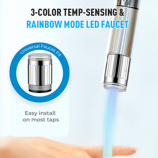LED-Wasserhahn – 3-Farben-Temperatursensor & Regenbogen-Lichtmodi