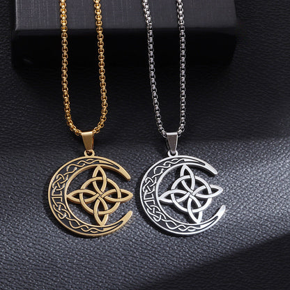 🔥 Viimeinen päivä - 50% alennus! 🌙 Celtic Moon -riipus kaulakoru – ruostumaton teräs, unisex, suojasymboli