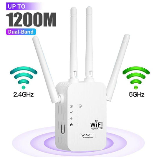 🔥2026 Hot Seller🎁 1200Mbps kaksikaistainen (5GHz/2,4GHz) WiFi-signaalin vahvistin kattaa jopa 930 neliömetriä Tukee 50 laitteen samanaikaista yhteyttä
