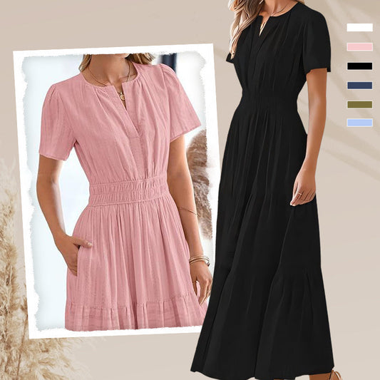 💕KUUMA ALE -55%💕Naisten boho-tyylikäs smokkirypytetty maksimekko