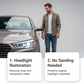 🚗 RAJOITETUN AJAN -50 % ALE! 💥 Ammattimainen ajovalojen puhdistus- ja kunnostussarja – 2-vaiheinen, kellastumisen poisto, UV-suoja ✨