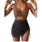 Women's Color-Block Criss-Cross One-Piece Swimdress