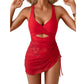 Women's Color-Block Criss-Cross One-Piece Swimdress