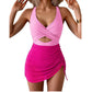 Women's Color-Block Criss-Cross One-Piece Swimdress