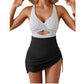 Women's Color-Block Criss-Cross One-Piece Swimdress