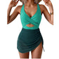 Women's Color-Block Criss-Cross One-Piece Swimdress