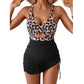 Women's Color-Block Criss-Cross One-Piece Swimdress