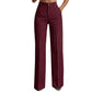 Naisten korkeavyötäröiset raidalliset leveälahkeiset housut