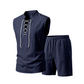 🧵 RAJOITETUN AJAN ✨ Miesten pellavainen hihaton setti – paita ja shortsit, nauhat, 7 väriä ☀️.