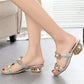 📢📢Viimeinen päivä -50% ALE!!⏰Modische Damen Sandalen – Flacher Absatz, Strass & Metallverzierung 👡 Für Sommer & Alltag.