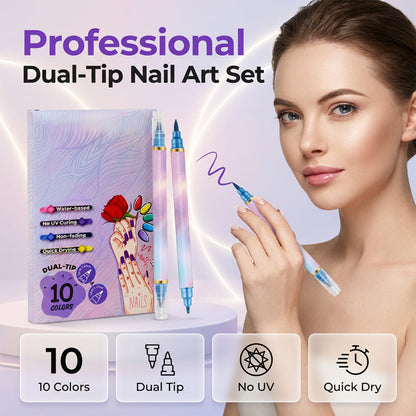 🥳VUODEN 2026 HITTI🥳💞Yli 50 000 myyty! 💅🎨 –50 %! 10-väriset kaksipäiset kynsitussit – ohuet ja paksut kärjet helpottavat kynsien koristelua kotona. Kuivuvat nopeasti, eivät vaadi UV-lamppua! Salonkitasoista jälkeä kotona! 🛡️✨