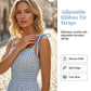 👗 RAJOITETUN AJAN -50 % ALE! 💥 Naisten retrotyylinen hihaton ruudullinen midimekko – rypytetty yläosa, solmittavat olkaimet, hengittävä ✨.