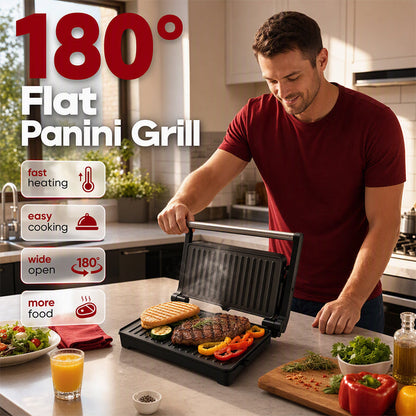 🥳KUUMA ALE 2026🥳💞YLI 50 000 MYYTY!👵❤️ Sähköinen voileipäprässi ja paninikone 180 asteen tasaisella grillillä