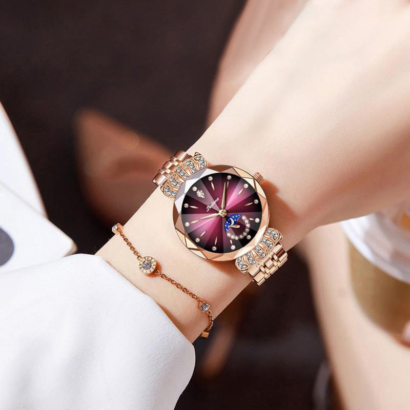 Fasjonabel Diamond Moon Star Watch for kvinner