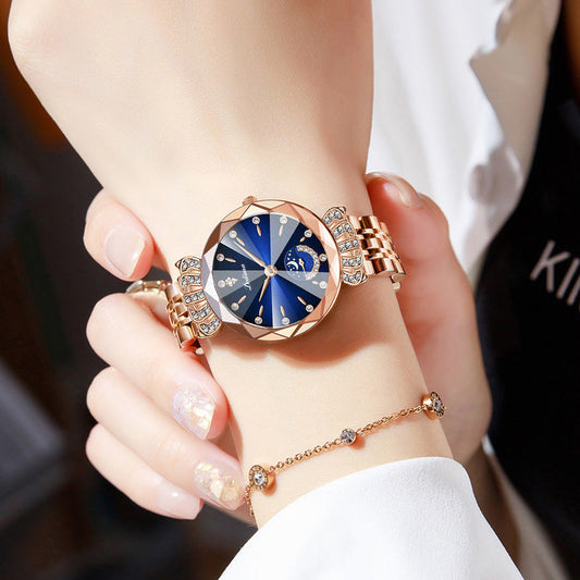 Fasjonabel Diamond Moon Star Watch for kvinner