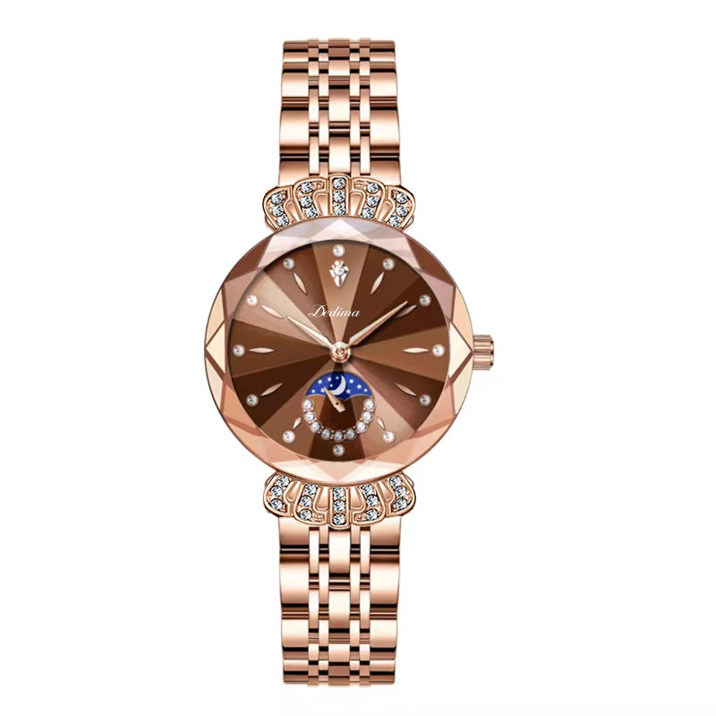 Fasjonabel Diamond Moon Star Watch for kvinner