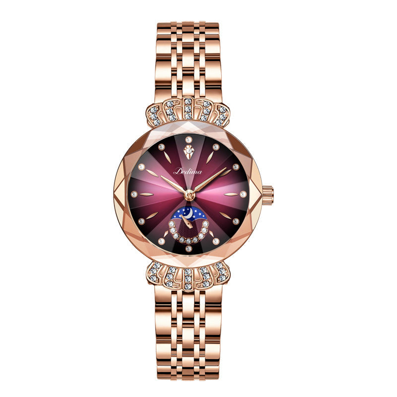 Fasjonabel Diamond Moon Star Watch for kvinner