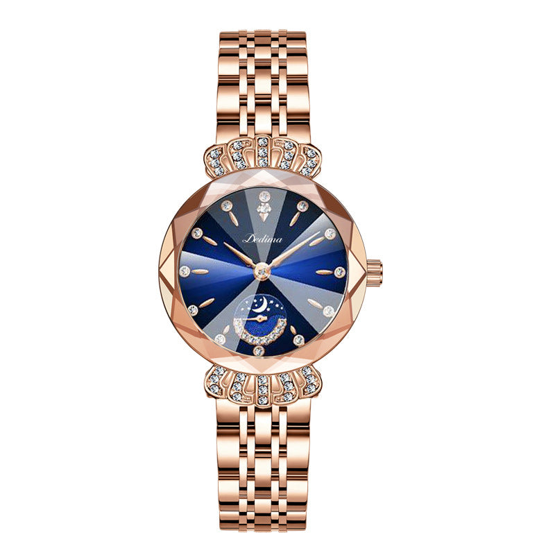 Fasjonabel Diamond Moon Star Watch for kvinner