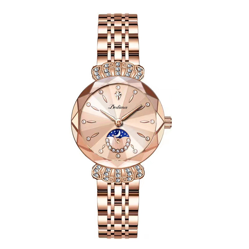 Fasjonabel Diamond Moon Star Watch for kvinner