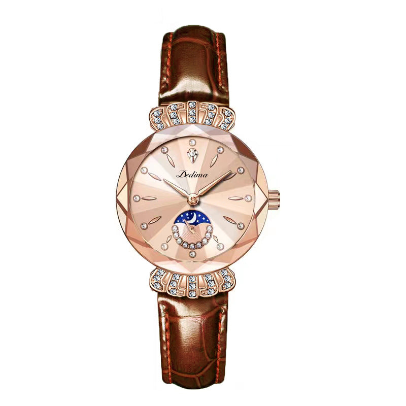 Fasjonabel Diamond Moon Star Watch for kvinner