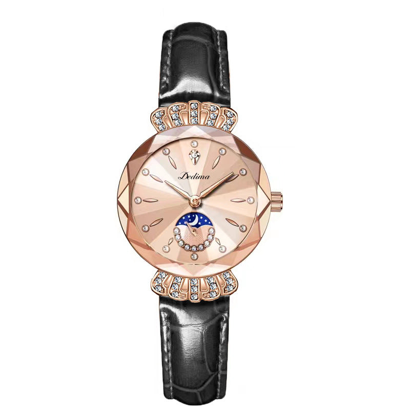 Fasjonabel Diamond Moon Star Watch for kvinner